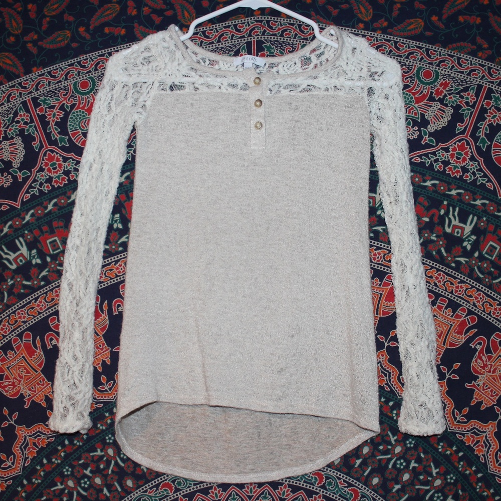 Beige Lace Long Sleeve Top